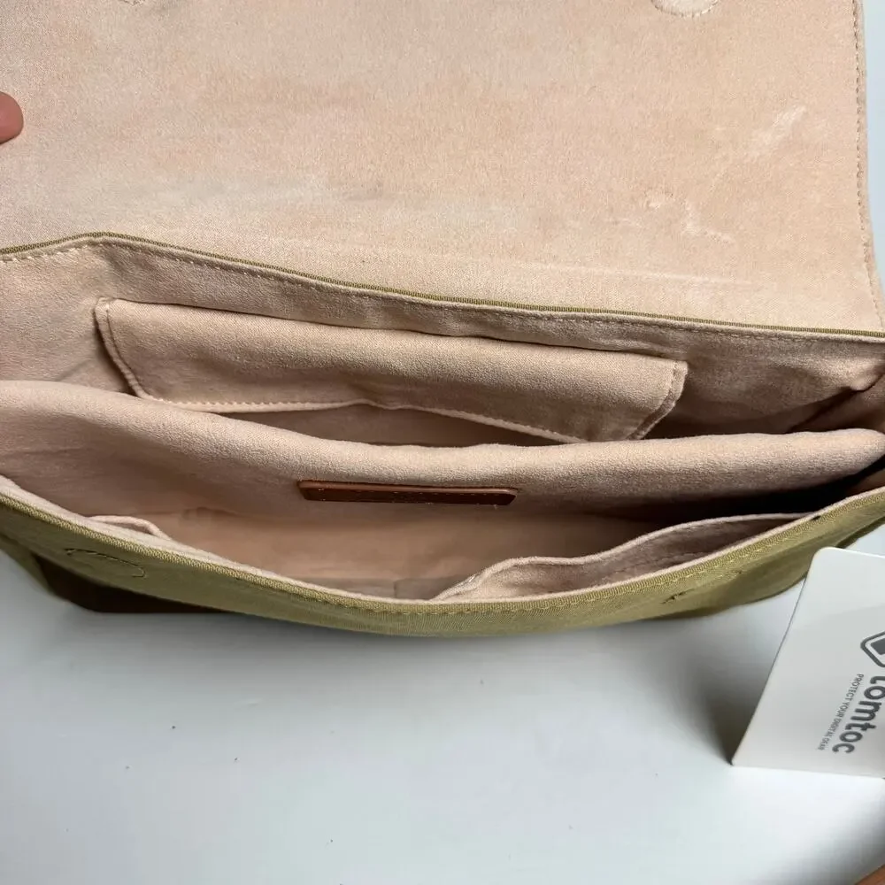 tomtoc Canvas Crossbody Shoulder Messenger Bag Khaki Brown Tablet Travel Case